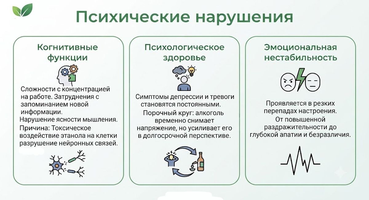 Инфографика на тему психических нарушений: влияние вина.